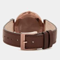 Pre Owned Gucci Brown Ion Plated Stainless Steel Leather Interlocking G 133.3 Women's Wristwatch 37 mm