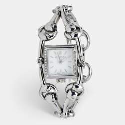 Pre Owned Gucci Silver Stainless Steel Diamonds Signoria YA116505 Women's Wristwatch 20 mm 