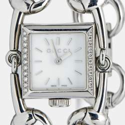 Pre Owned Gucci Silver Stainless Steel Diamonds Signoria YA116505 Women's Wristwatch 20 mm 