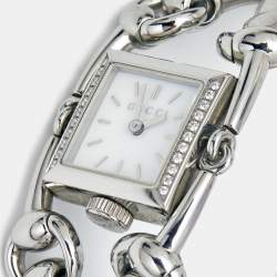 Pre Owned Gucci Silver Stainless Steel Diamonds Signoria YA116505 Women's Wristwatch 20 mm 