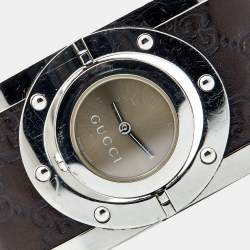 Gucci Bronze Stainless Steel Leather Twirl YA112433 Women's Wristwatch 23 mm 