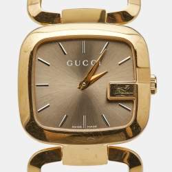 Pre Owned Gucci Slate Brown Rose Gold PVD Coated Stainless Steel G Series YA125408 Women's Wristwatch 32 mm