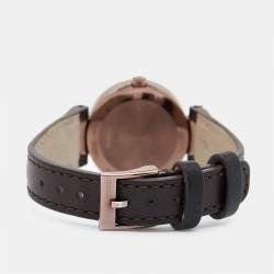 Pre Owned Gucci Brown Ion Plated Stainless Steel Leather Interlocking G 133.5 Women's Wristwatch 29 mm