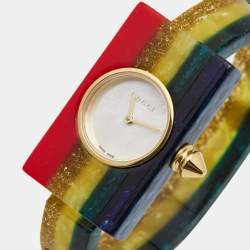Gucci Mother Of Pearl Multicolor Plexiglass Vintage Web YA143520 Women's Wristwatch 24 mm
