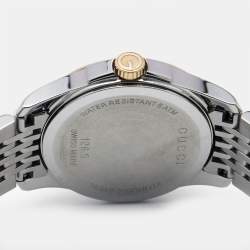 Pre Owned Gucci Mother of Pearl Two-Tone Stainless Steel Diamonds G-Timeless YA126514 Women's Wristwatch 27 mm