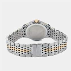 Pre Owned Gucci Mother of Pearl Two-Tone Stainless Steel Diamonds G-Timeless YA126514 Women's Wristwatch 27 mm