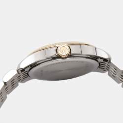 Pre Owned Gucci Mother of Pearl Two-Tone Stainless Steel Diamonds G-Timeless YA126514 Women's Wristwatch 27 mm