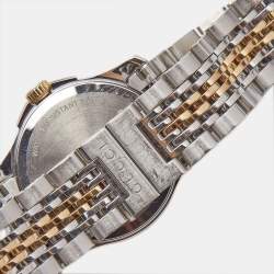 Pre Owned Gucci Mother of Pearl Two-Tone Stainless Steel Diamonds G-Timeless YA126514 Women's Wristwatch 27 mm