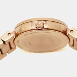Pre Owned Gucci Mother Of Pearl Rose Gold Tone Stainless Steel Interlocking YA133515 Women's Wristwatch 29 mm
