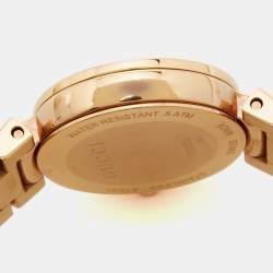 Pre Owned Gucci Mother Of Pearl Rose Gold Tone Stainless Steel Interlocking YA133515 Women's Wristwatch 29 mm