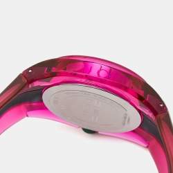 Pre Owned Gucci Green/Pink Nylon Rubber Sync YA137115 Women's Wristwatch 46 mm
