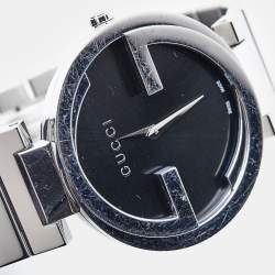Pre Owned Gucci Black Stainless Steel Interlocking G YA133307 Women's Wristwatch 37 mm