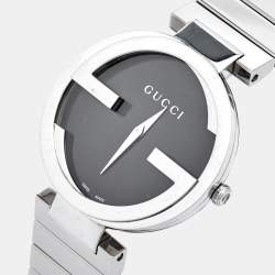 Pre Owned Gucci Black Stainless Steel Interlocking G YA133307 Women's Wristwatch 37 mm