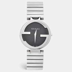 Pre Owned Gucci Black Stainless Steel Interlocking G YA133307 Women's Wristwatch 37 mm