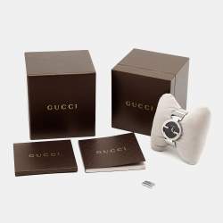 Pre Owned Gucci Black Stainless Steel Interlocking G YA133307 Women's Wristwatch 37 mm