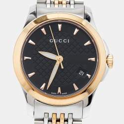 Gucci Black Two-Tone Stainless Steel G-Timeless YA126512 Women's Wristwatch 27 mm