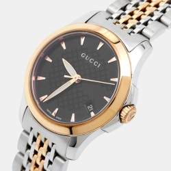 Gucci Black Two-Tone Stainless Steel G-Timeless YA126512 Women's Wristwatch 27 mm