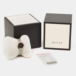 Gucci Black Two-Tone Stainless Steel G-Timeless YA126512 Women's Wristwatch 27 mm