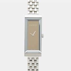 Gucci Mirror Brown Stainless Steel G-Frame YA127501 Women's Wristwatch 14 mm