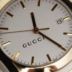 Pre Owned Gucci White Two Tone Stainless Steel 5500XL YA055216 Unisex Wristwatch 38 mm 