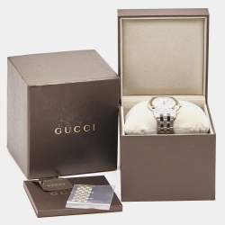 Pre Owned Gucci White Two Tone Stainless Steel 5500XL YA055216 Unisex Wristwatch 38 mm 