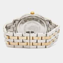 Pre Owned Gucci White Two Tone Stainless Steel 5500XL YA055216 Unisex Wristwatch 38 mm 