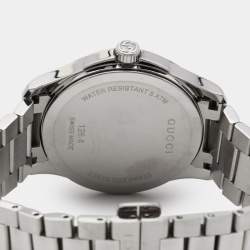Pre Owned Gucci Silver Stainless Steel G-Timeless Diamante YA1264024 Women's Wristwatch 38 mm