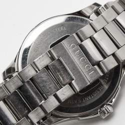 Pre Owned Gucci Silver Stainless Steel G-Timeless Diamante YA1264024 Women's Wristwatch 38 mm