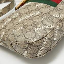 Gucci x Balenciaga Beige/Brown GG Supreme Canvas Small Jackie 1961 Hobo