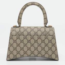 Gucci x Balenciaga Beige GG Supreme Canvas Hourglass Top Handle Bag