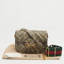 Pre Owned Gucci x Balenciaga Beige/Ebony GG Supreme Canvas Small Horsebit 1955 Shoulder Bag