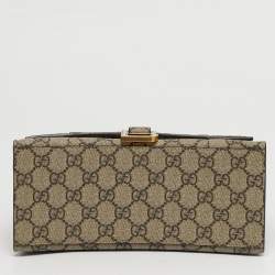 Pre Owned Gucci x Balenciaga Hourglass Beige GG Supreme Canvas Top Handle Bag