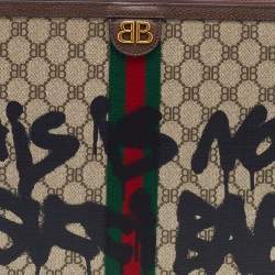 Gucci x Balenciaga Beige/Brown Supreme Canvas The Hacker Project Web Graffiti Laptop Pouch