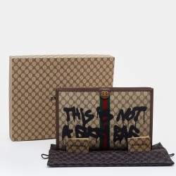 Gucci x Balenciaga Beige/Brown Supreme Canvas The Hacker Project Web Graffiti Laptop Pouch