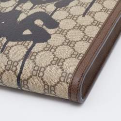 Gucci x Balenciaga Beige/Brown Supreme Canvas The Hacker Project Web Graffiti Laptop Pouch