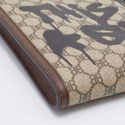 Gucci x Balenciaga Beige/Brown Supreme Canvas The Hacker Project Web Graffiti Laptop Pouch