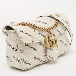 Gucci x Balenciaga Off White/Black Matelassé Leather GG Marmont The Hacker Project Bag