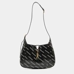 Gucci x Balenciaga Black/White Leather Medium The Hacker Project Jackie 1961 Hobo