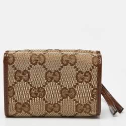 Gucci x Balenciaga Beige GG Canvas and Leather Trifold Wallet