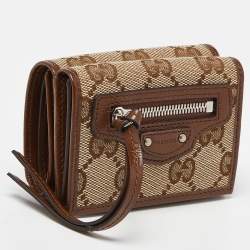 Gucci x Balenciaga Beige GG Canvas and Leather Trifold Wallet