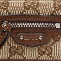 Gucci x Balenciaga Beige GG Canvas and Leather Trifold Wallet