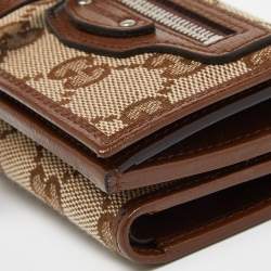 Gucci x Balenciaga Beige GG Canvas and Leather Trifold Wallet