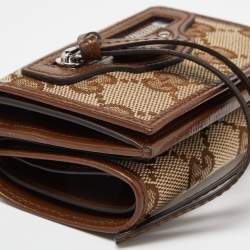 Gucci x Balenciaga Beige GG Canvas and Leather Trifold Wallet