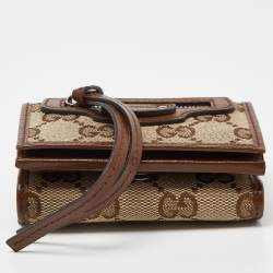 Gucci x Balenciaga Beige GG Canvas and Leather Trifold Wallet