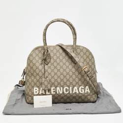 Gucci x Balenciaga Beige GG Supreme Canvas Medium The Hacker Project Ville Satchel