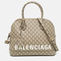 Gucci x Balenciaga Beige GG Supreme Canvas Medium The Hacker Project Ville Satchel