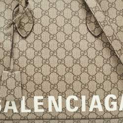 Gucci x Balenciaga Beige GG Supreme Canvas Medium The Hacker Project Ville Satchel