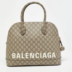 Gucci x Balenciaga Beige GG Supreme Canvas Medium The Hacker Project Ville Satchel