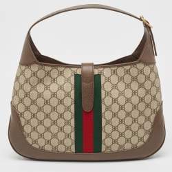Gucci x Balenciaga Beige/Brown BB Supreme Canvas and Leather Medium Jackie 1961 Hobo