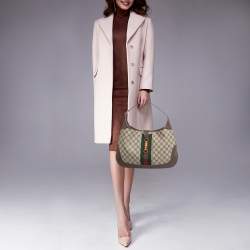 Gucci x Balenciaga Beige/Brown BB Supreme Canvas and Leather Medium Jackie 1961 Hobo